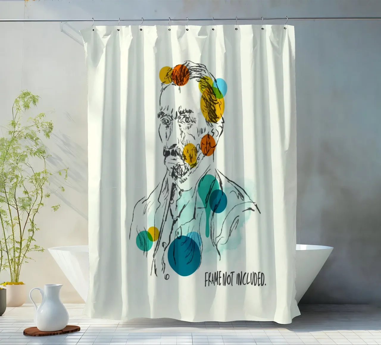 Modern Gogh: Abstract Van Gogh Portrait Art tenda da doccia da Indigo Rain