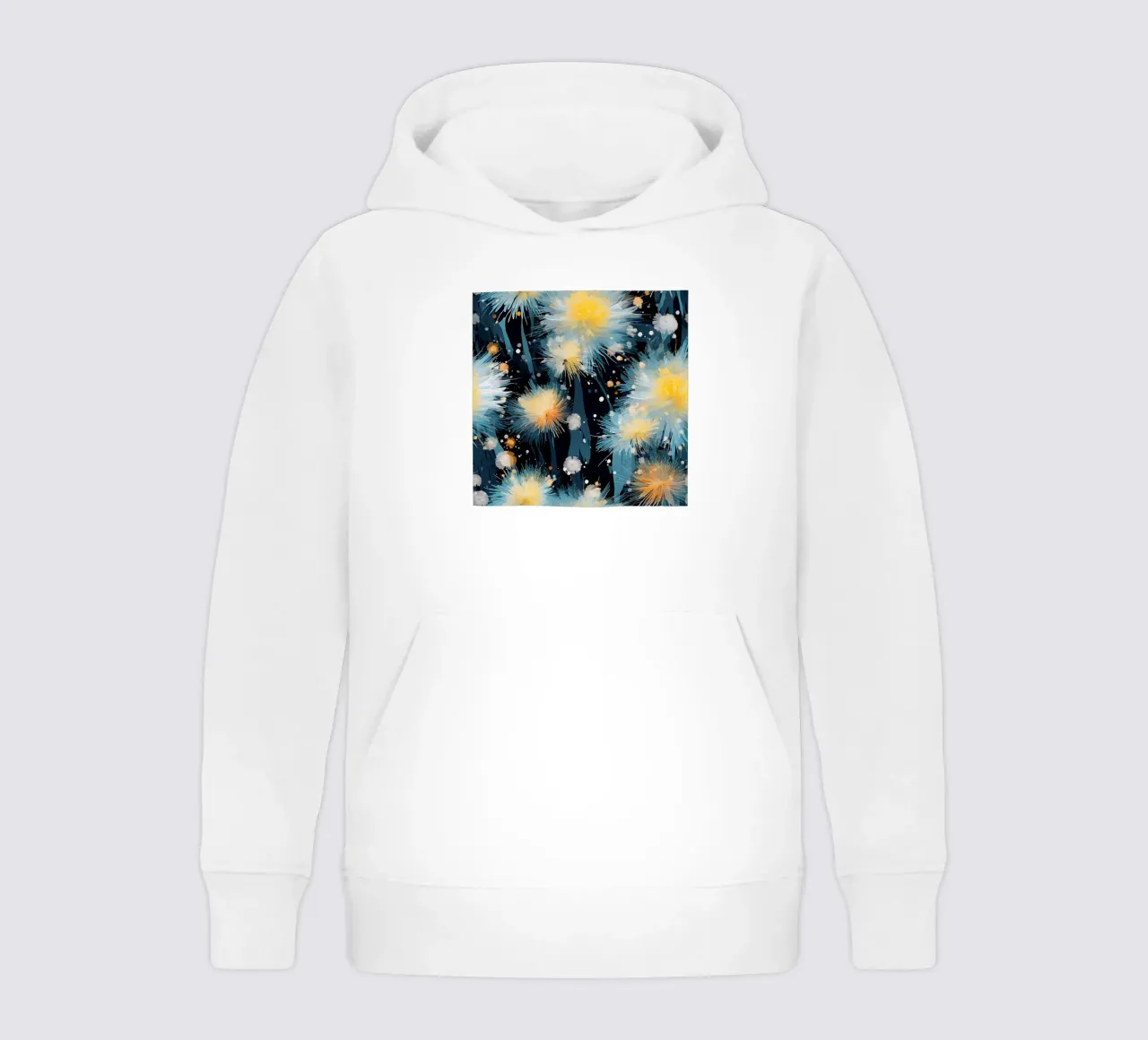 Electric Bloom Dandelions kids hoodie by Botanical Pattern House