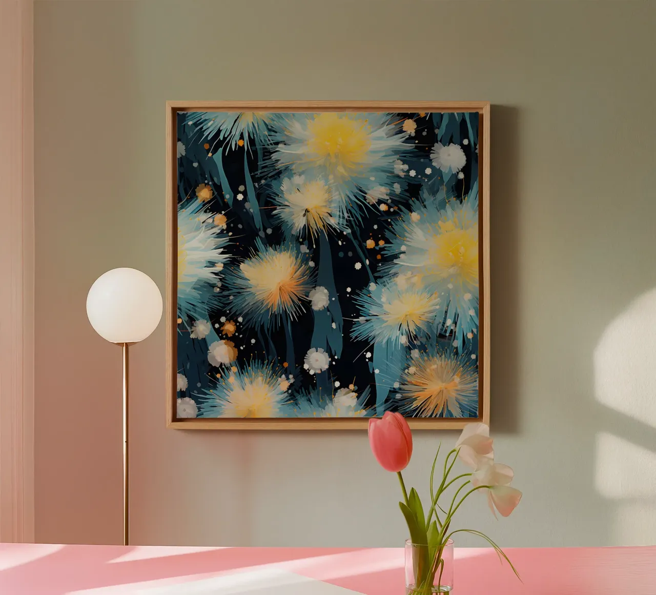 Electric Bloom Dandelions canvas by Botanical Pattern House