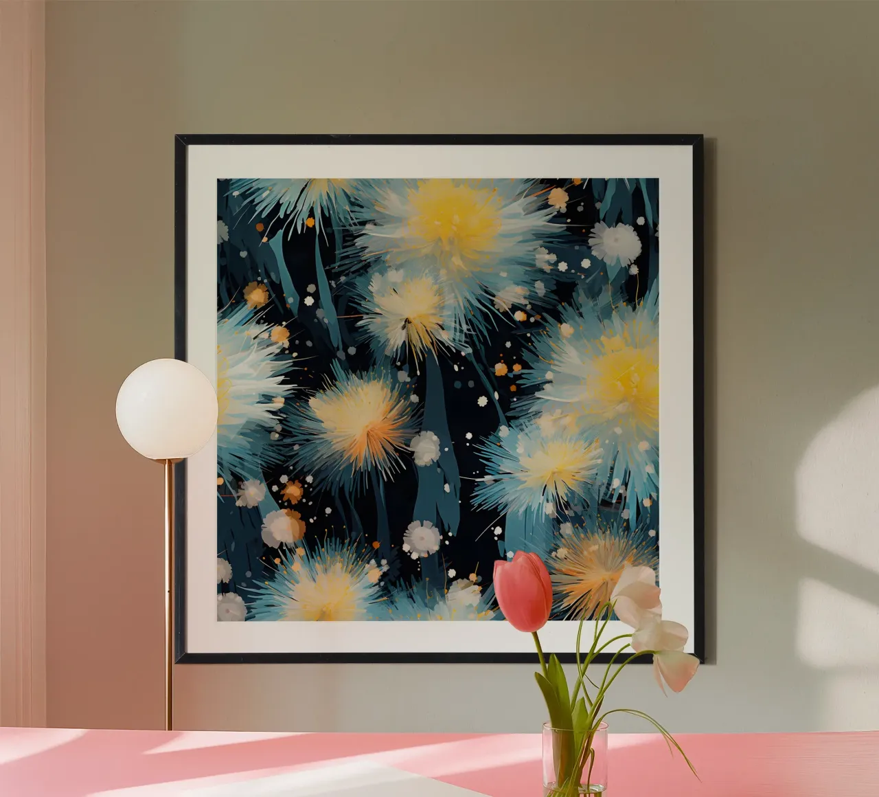 Dente di leone in fiore elettrico poster da Botanical Pattern House