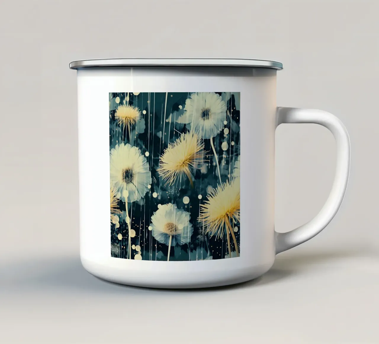 Dente di leone in fiore elettrico tazza in smalto da Botanical Pattern House