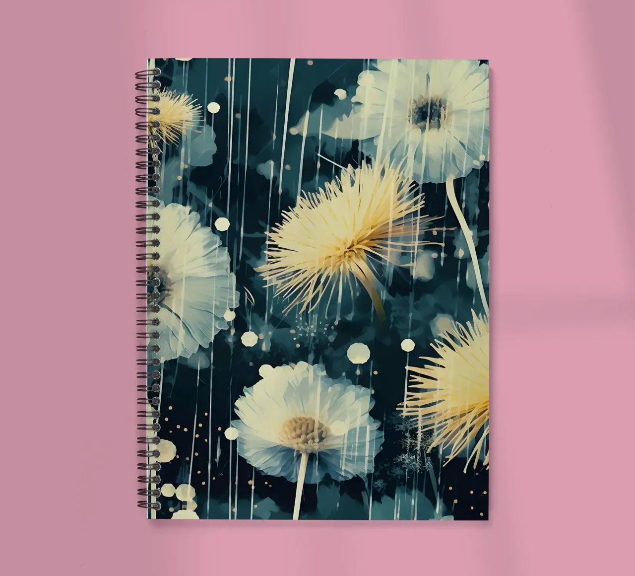 Electric Bloom Dandelions spiral notebook by Botanical Pattern House