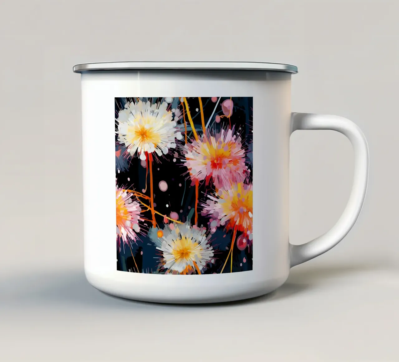 Dente di leone in fiore elettrico tazza in smalto da Botanical Pattern House