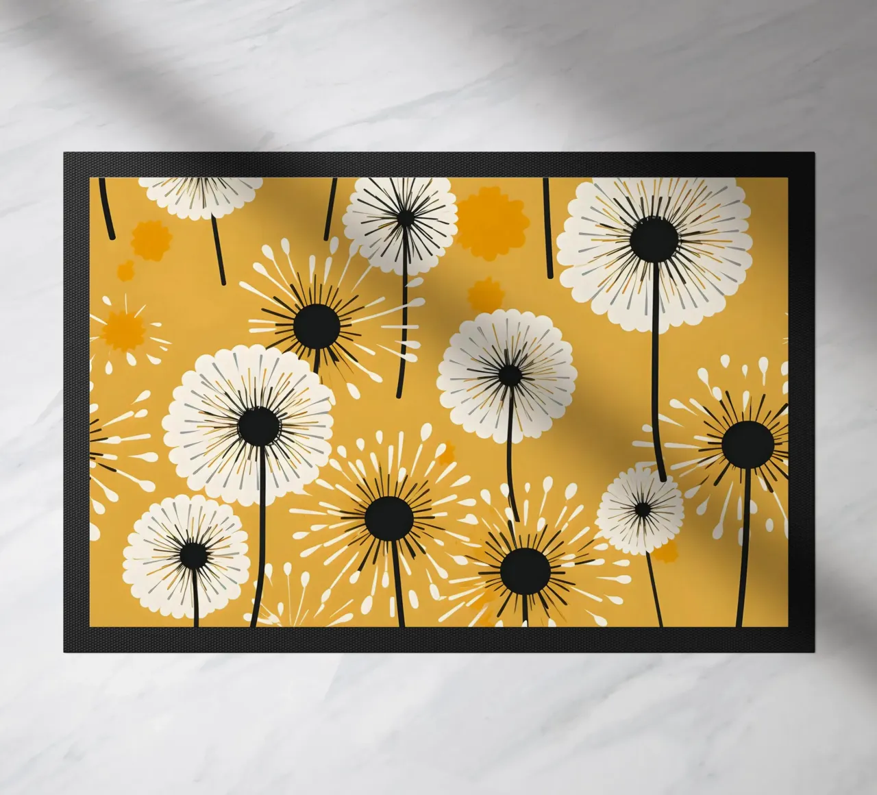 Golden Dandelion Fields doormat by Botanical Pattern House