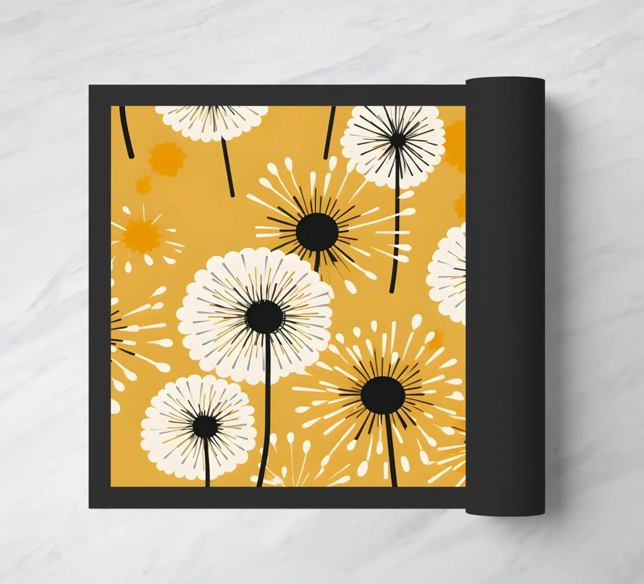Golden Dandelion Fields doormat by Botanical Pattern House