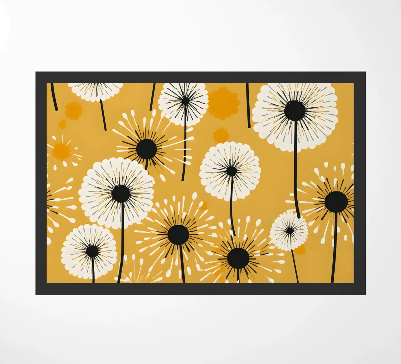 Golden Dandelion Fields doormat by Botanical Pattern House