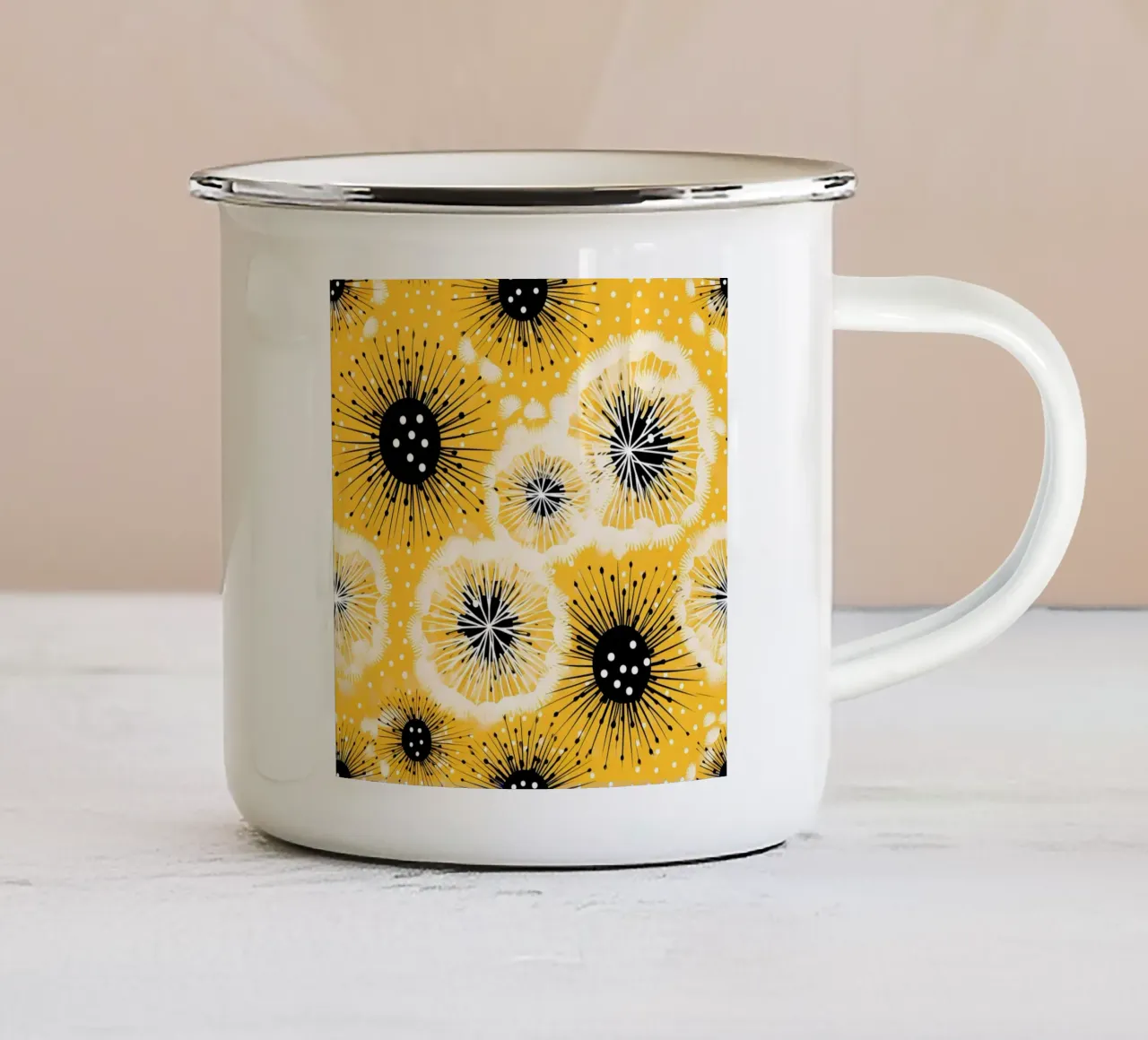 Campi di dente di leone dorati tazza in smalto da Botanical Pattern House