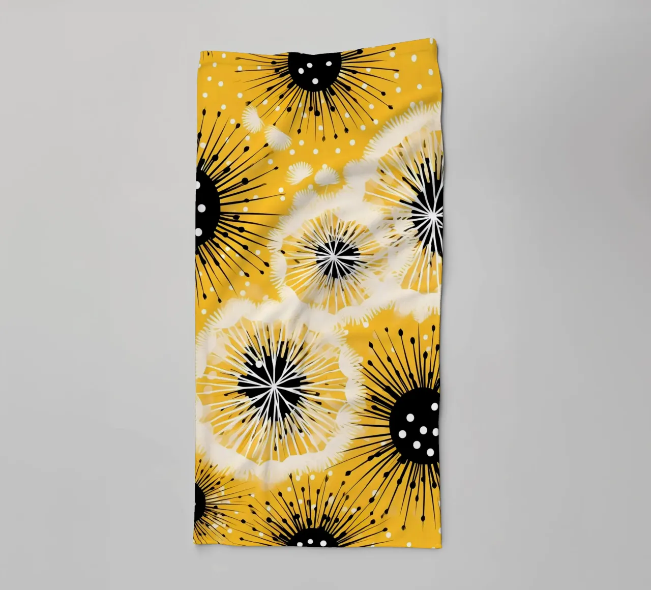 Golden Dandelion Fields towel by Botanical Pattern House