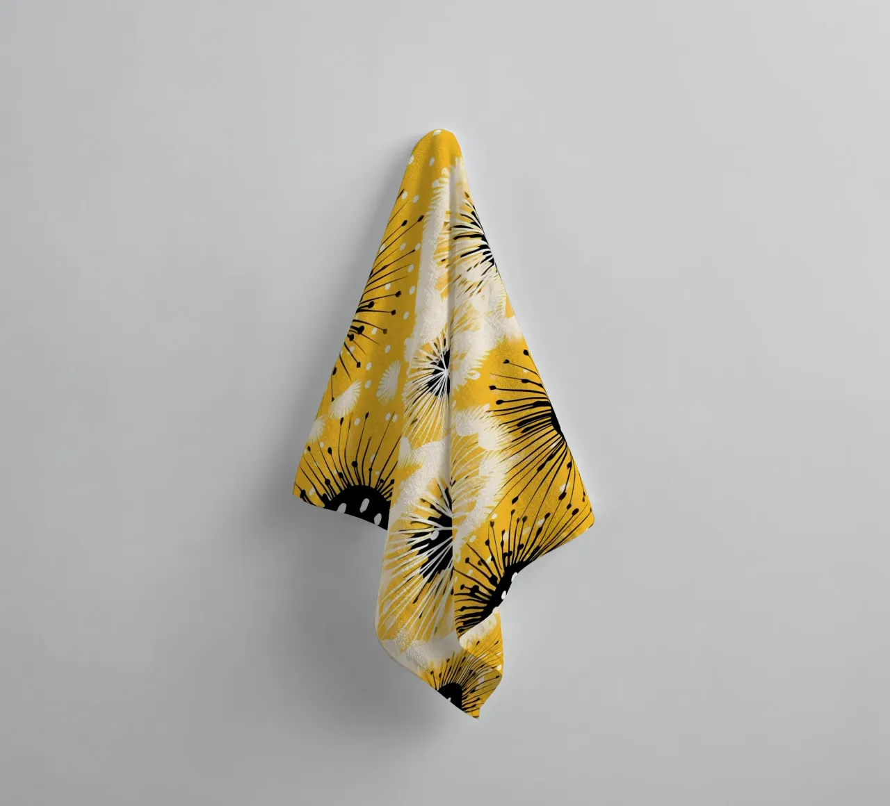 Golden Dandelion Fields towel by Botanical Pattern House