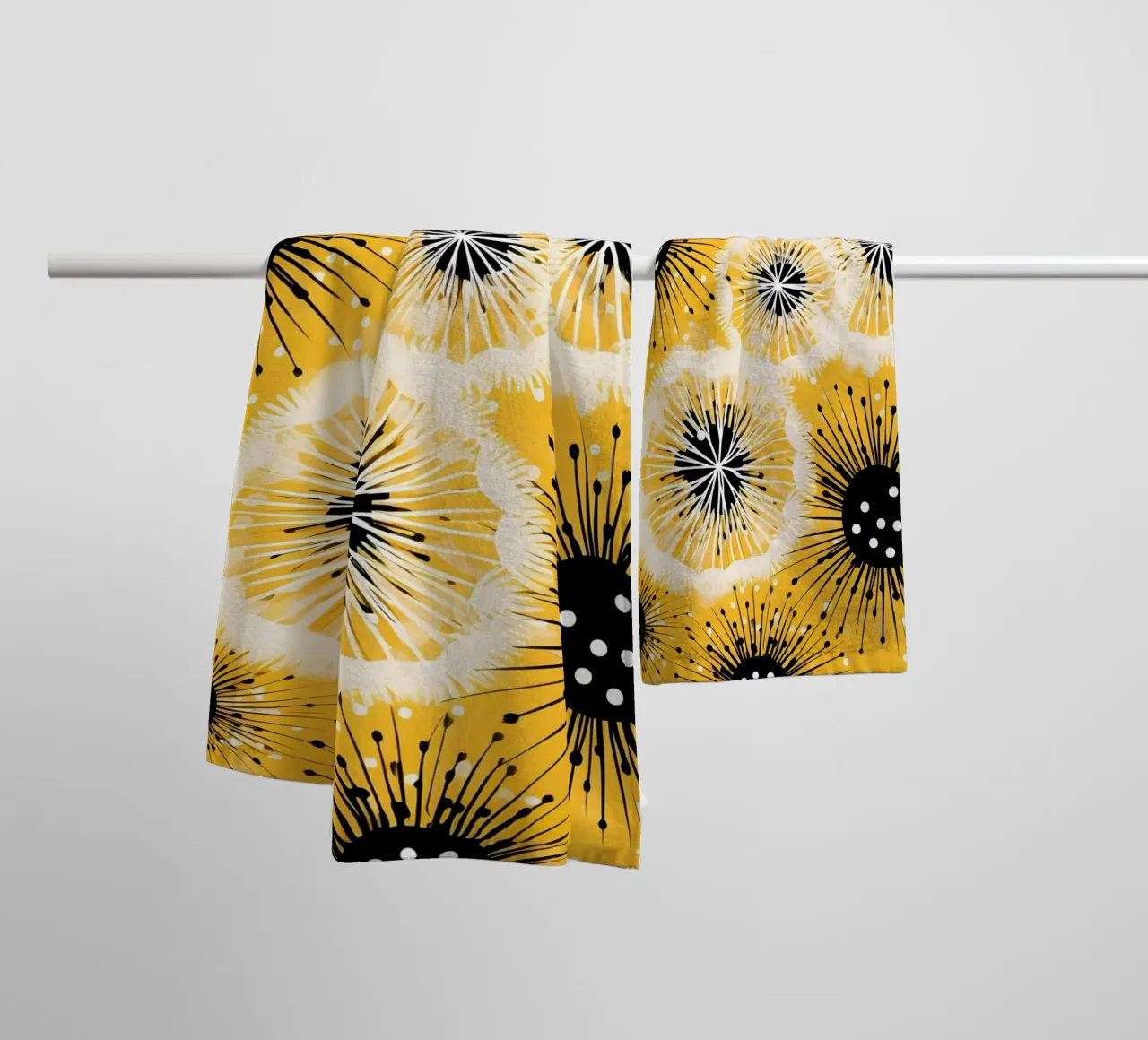 Golden Dandelion Fields towel by Botanical Pattern House
