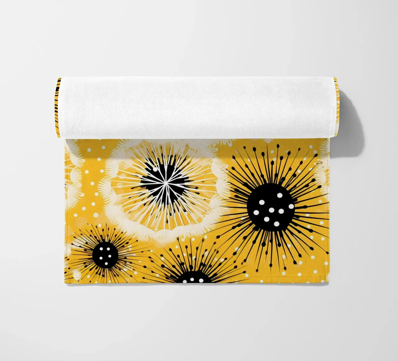 Golden Dandelion Fields beach towel by Botanical Pattern House