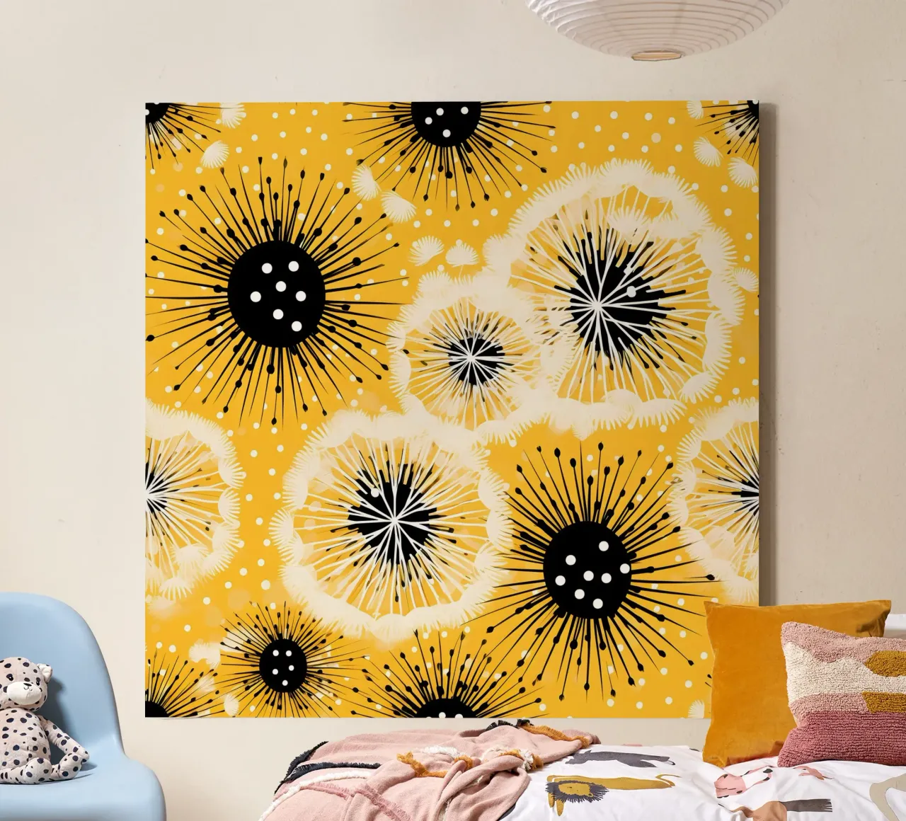 Golden Dandelion Fields canvas by Botanical Pattern House