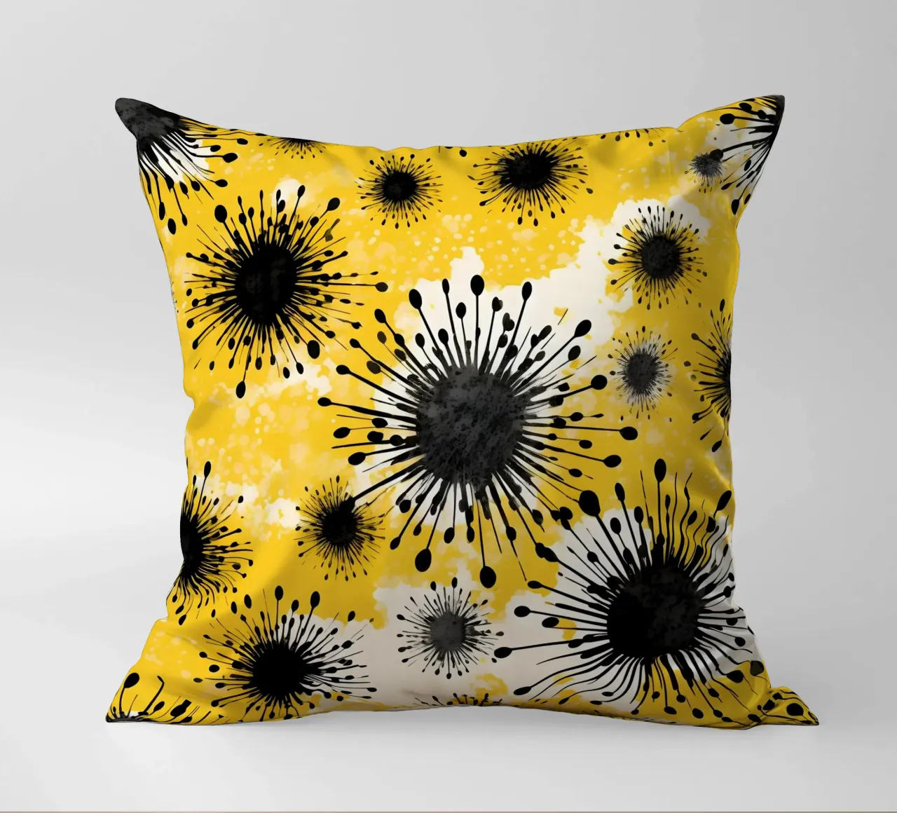 Golden Dandelion Fields decorative cushion by Botanical Pattern House