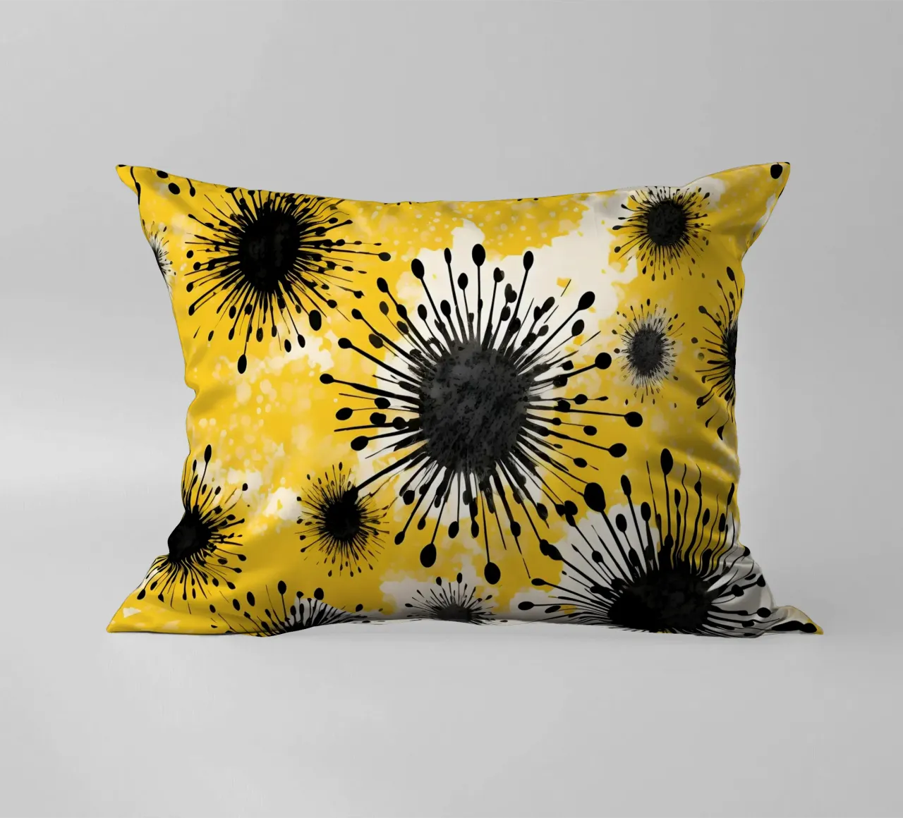 Golden Dandelion Fields decorative cushion by Botanical Pattern House