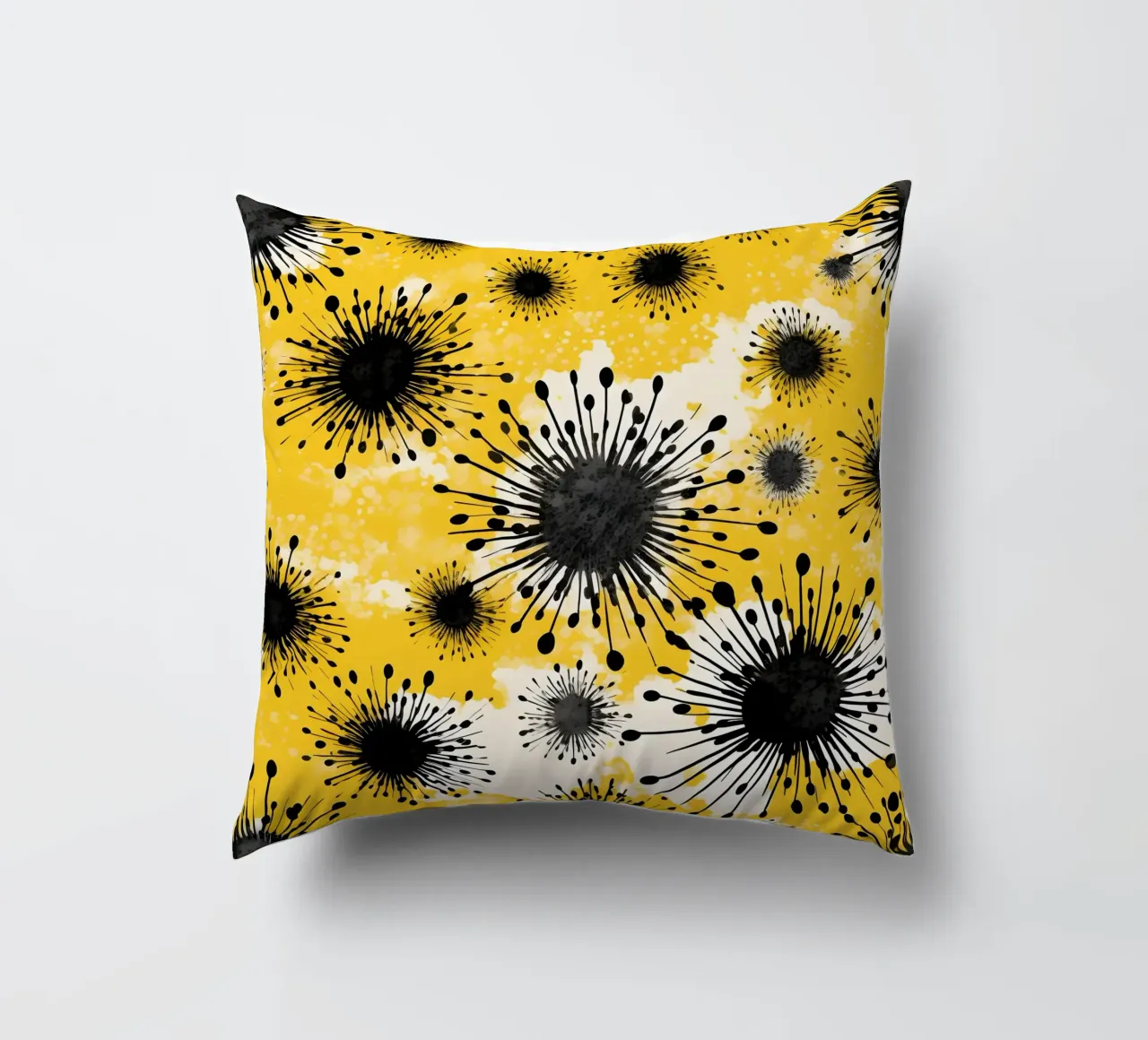 Golden Dandelion Fields decorative cushion by Botanical Pattern House