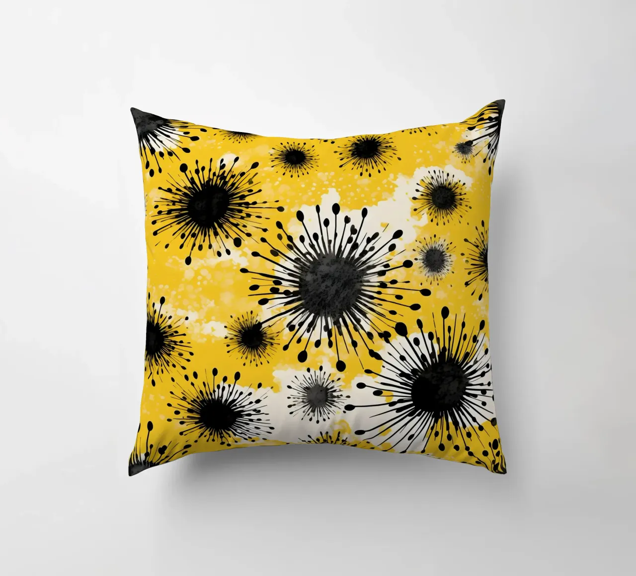 Golden Dandelion Fields decorative cushion by Botanical Pattern House