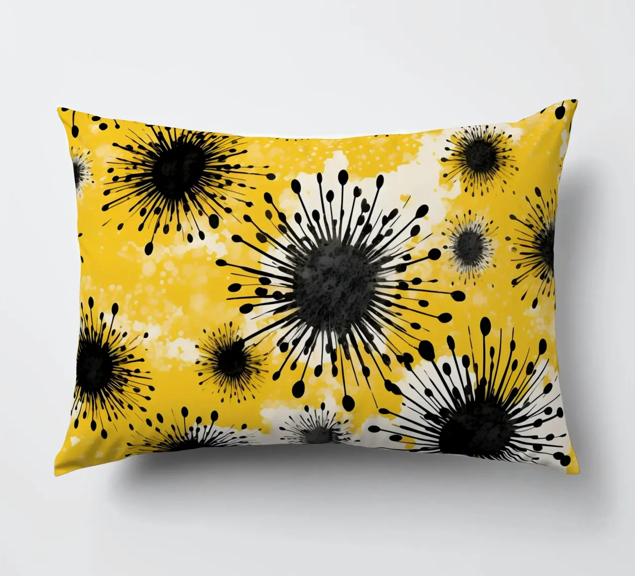 Golden Dandelion Fields decorative cushion by Botanical Pattern House
