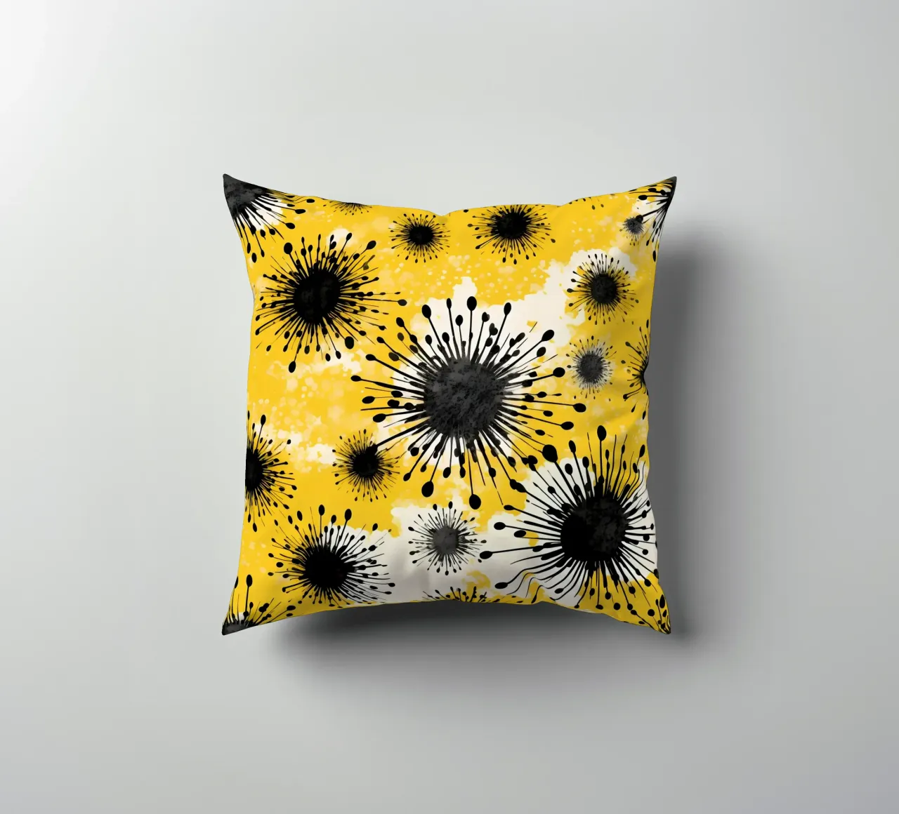Golden Dandelion Fields decorative cushion by Botanical Pattern House