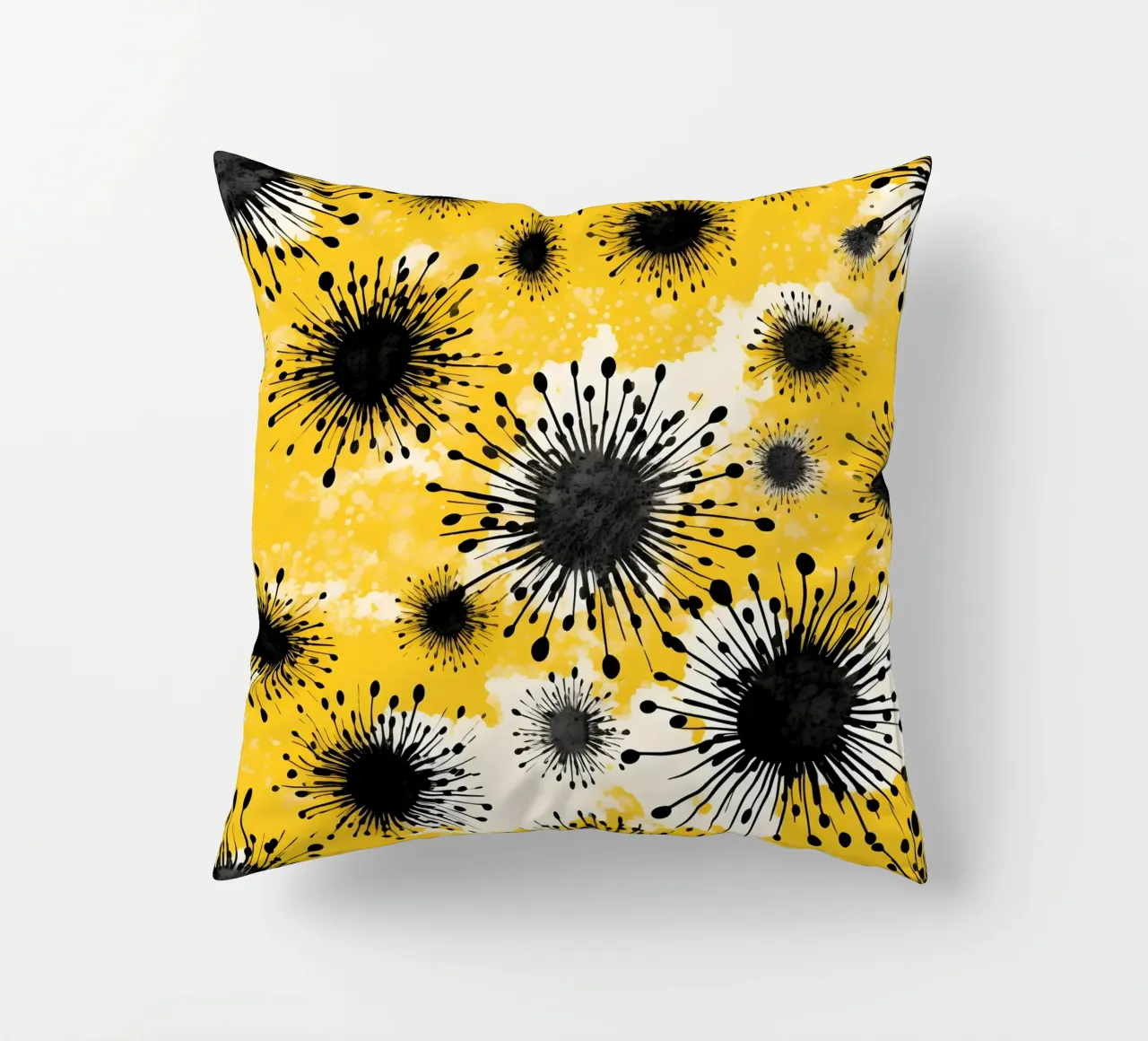 Golden Dandelion Fields decorative cushion by Botanical Pattern House