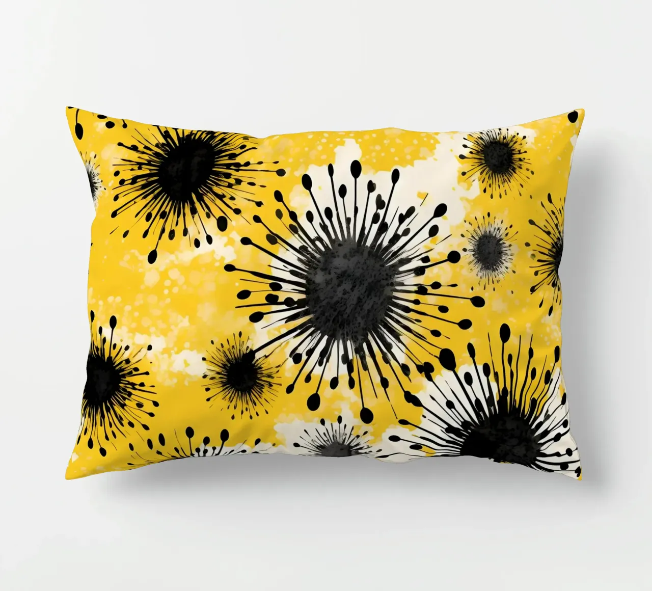 Golden Dandelion Fields decorative cushion by Botanical Pattern House