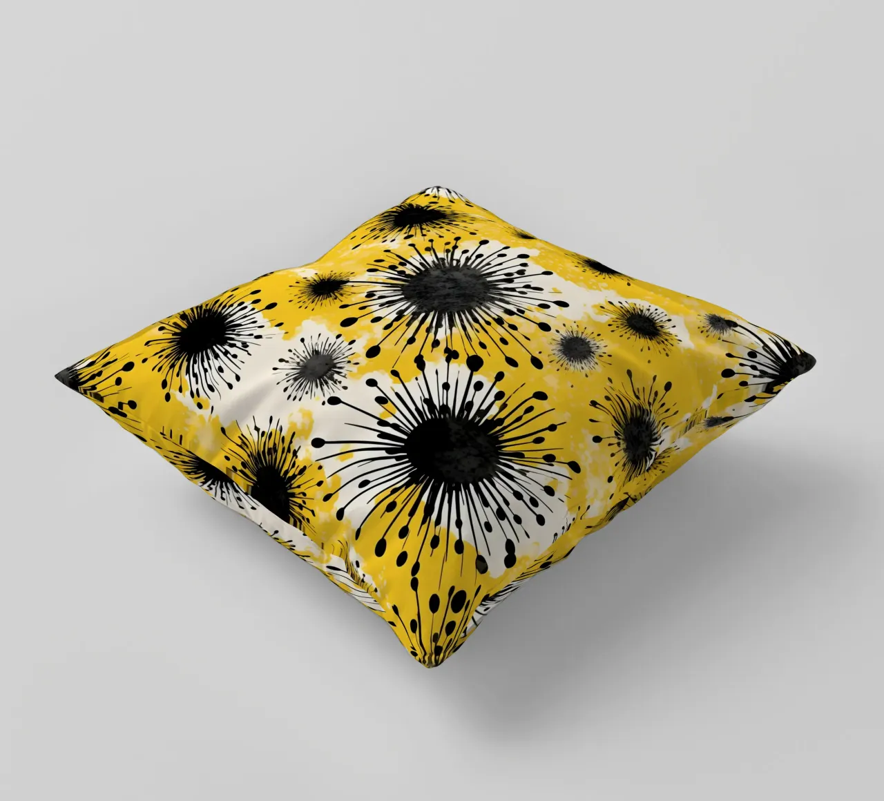 Golden Dandelion Fields decorative cushion by Botanical Pattern House