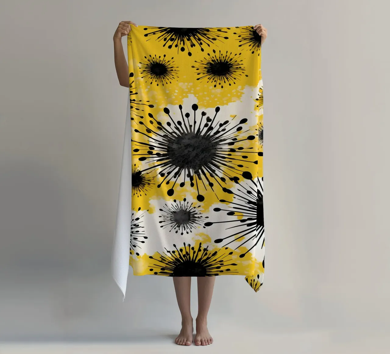 Golden Dandelion Fields beach towel by Botanical Pattern House