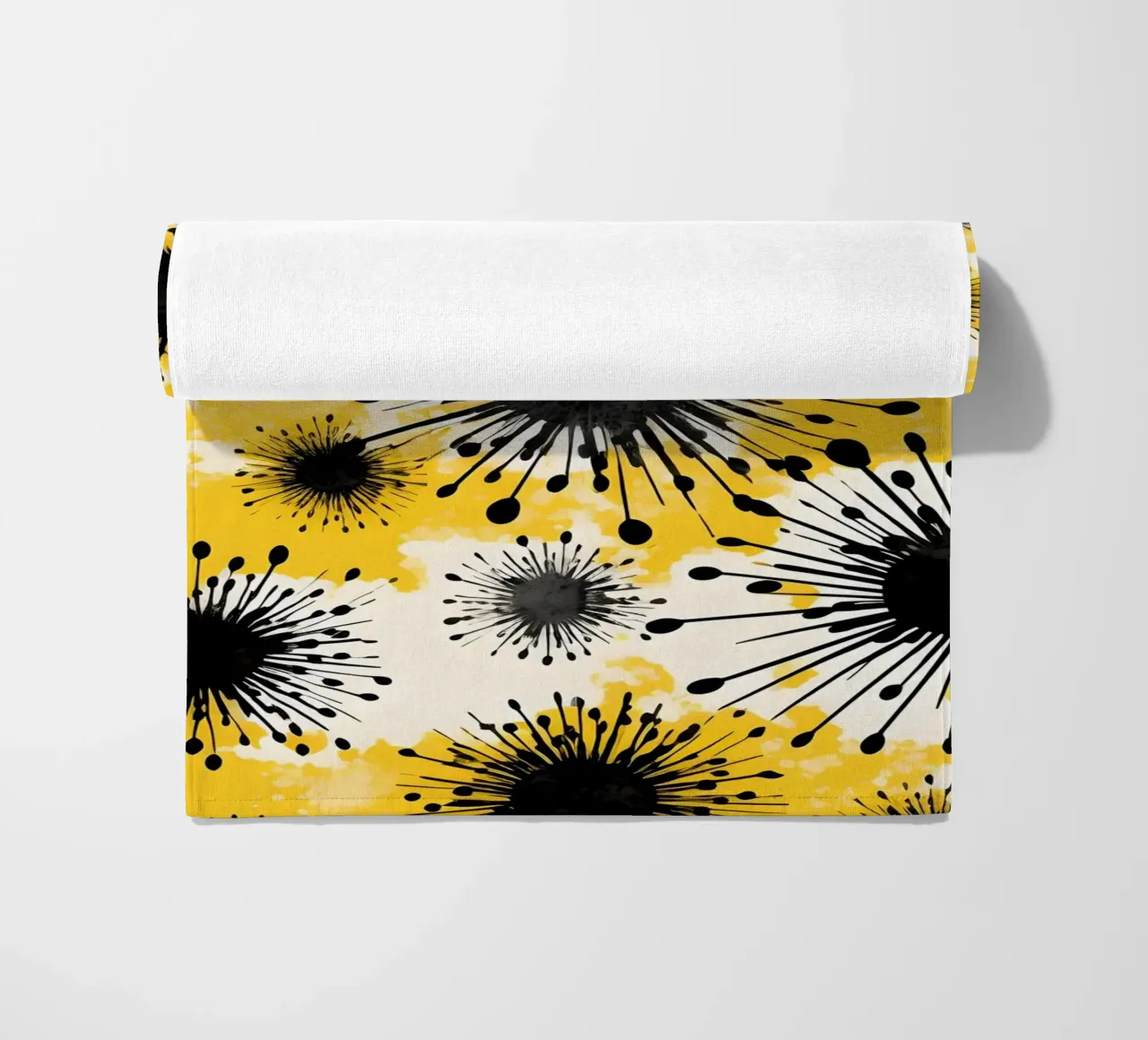 Golden Dandelion Fields beach towel by Botanical Pattern House
