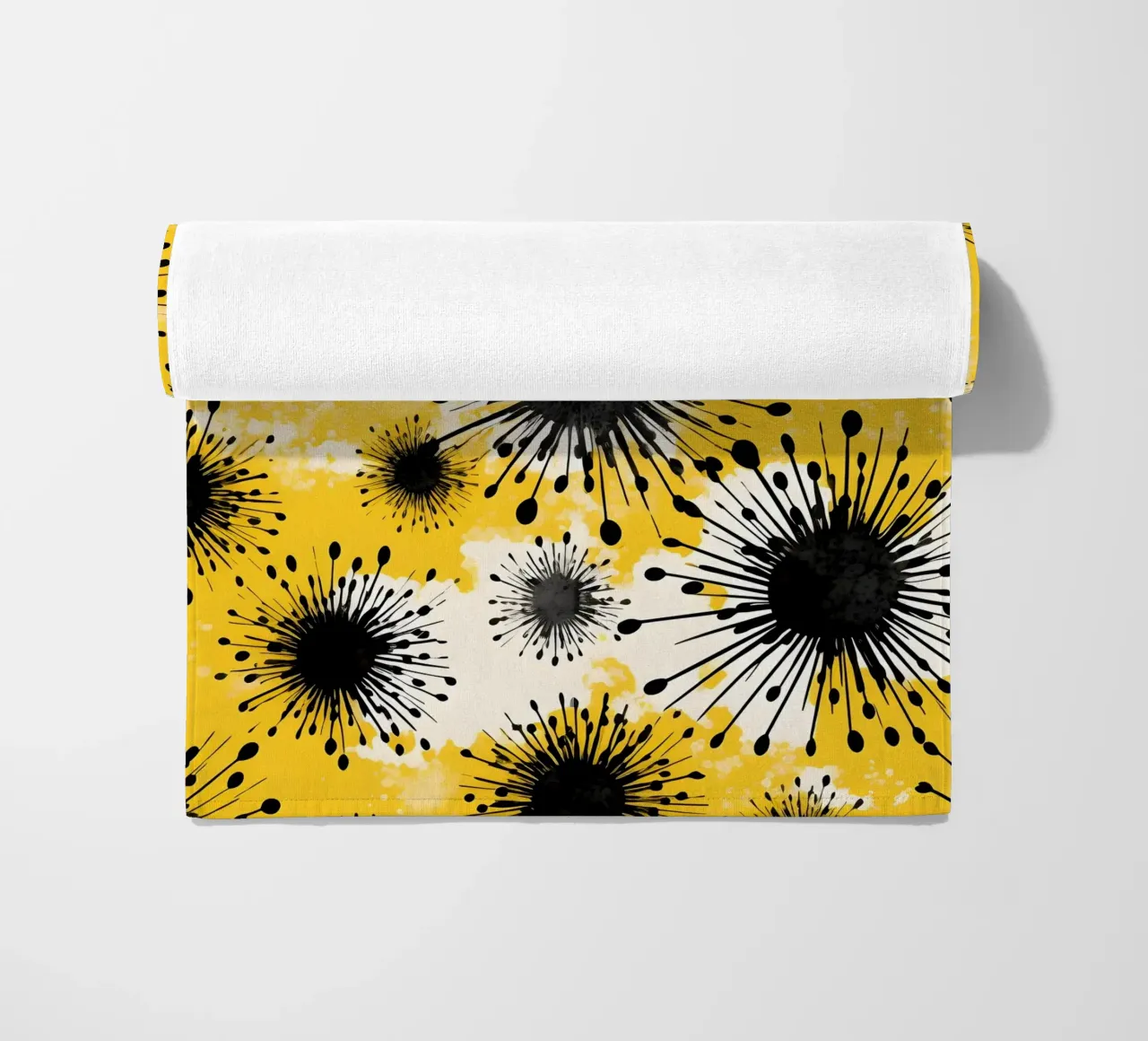 Golden Dandelion Fields beach towel by Botanical Pattern House