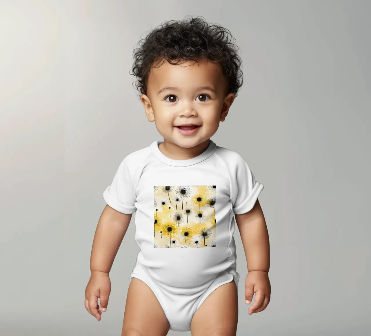 Golden Dandelion Fields Kurzarm Babybody von Botanical Pattern House