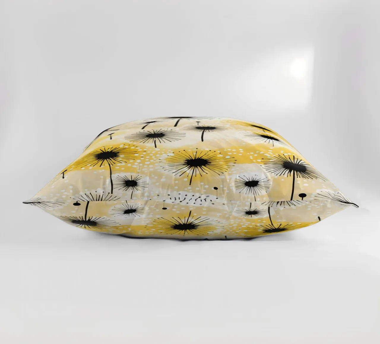 Golden Dandelion Fields decorative cushion by Botanical Pattern House