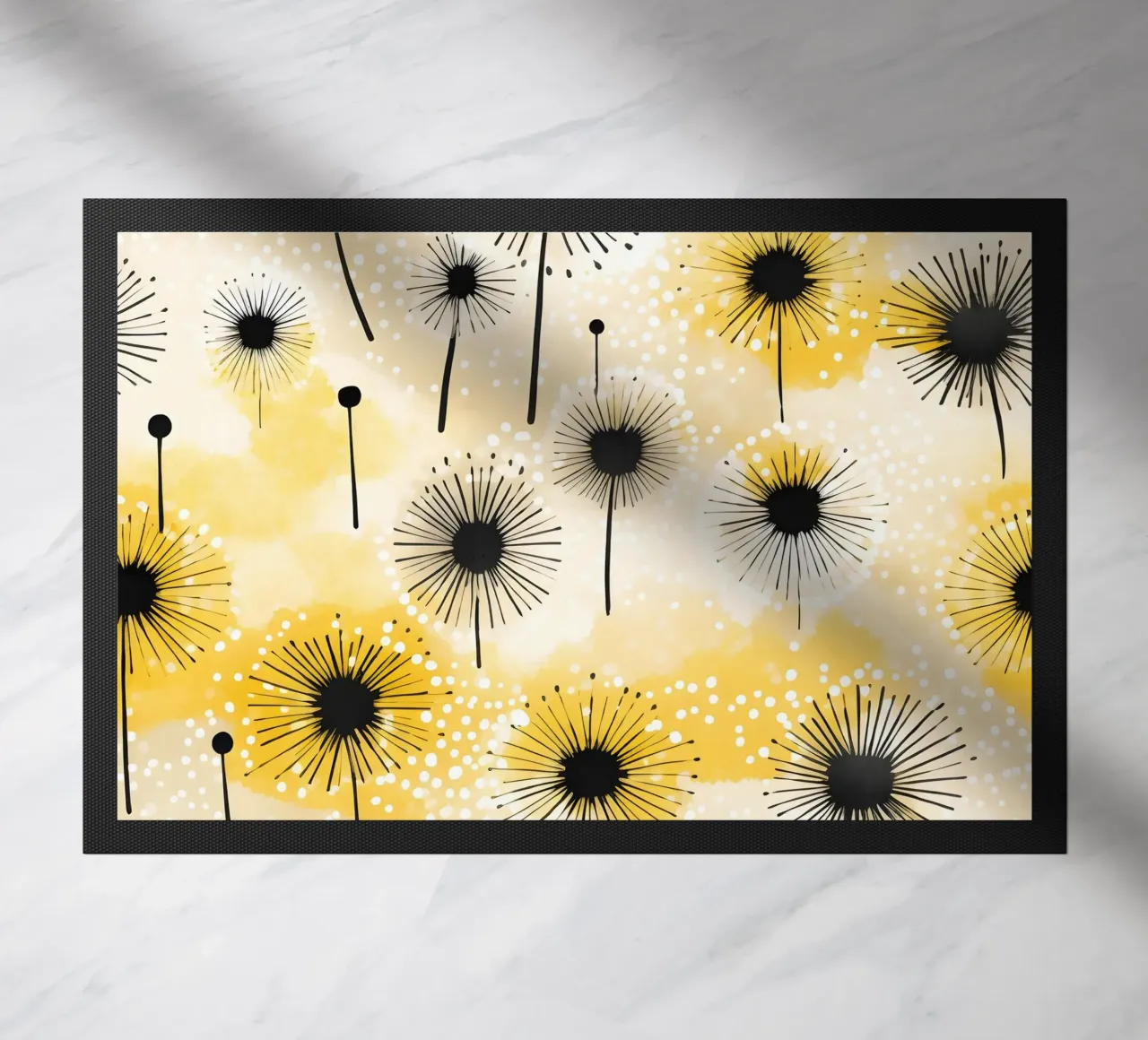 Golden Dandelion Fields doormat by Botanical Pattern House