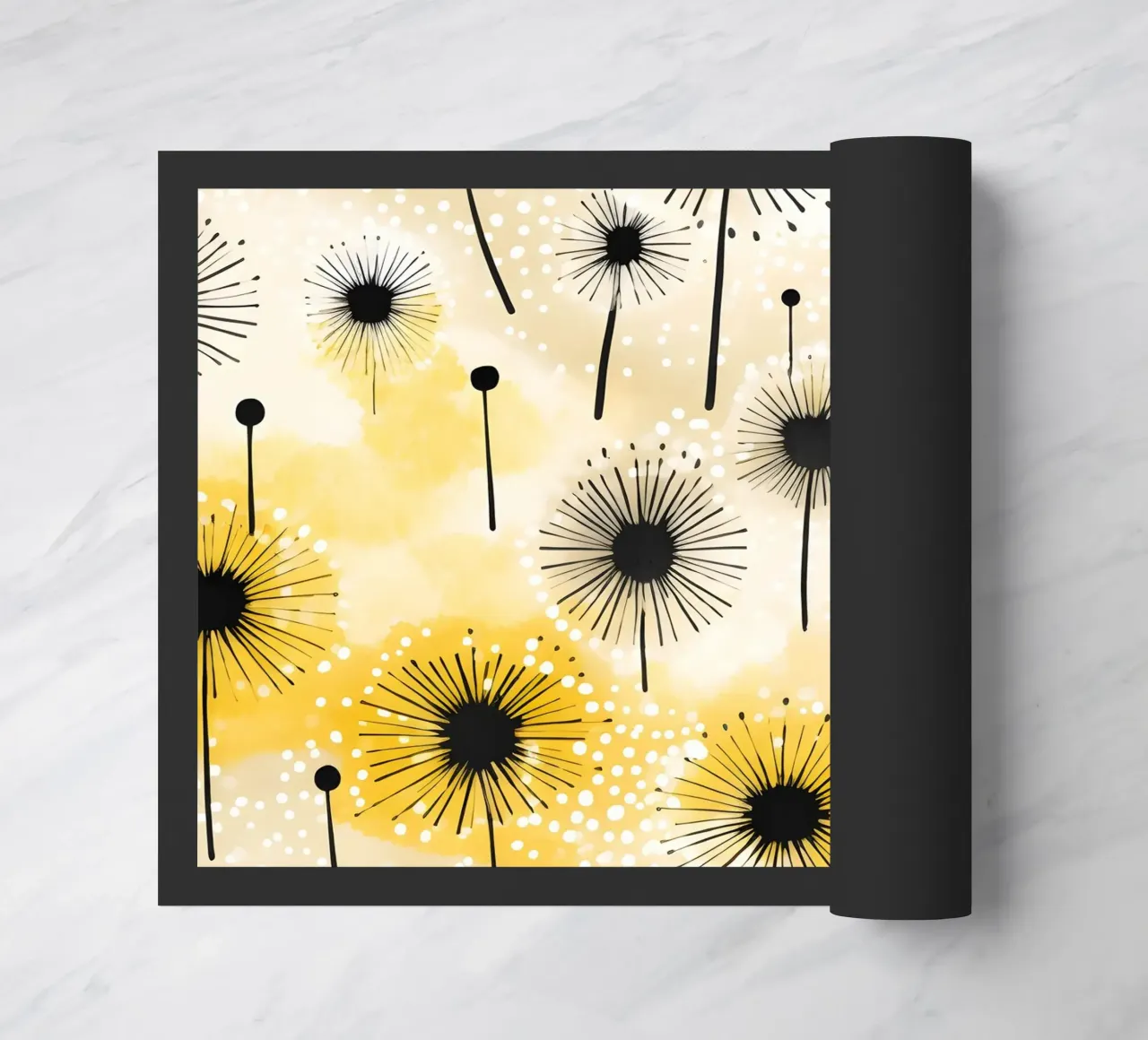Golden Dandelion Fields doormat by Botanical Pattern House