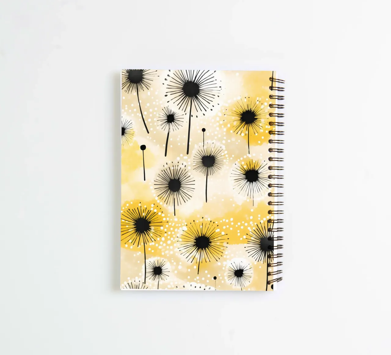 Golden Dandelion Fields spiral notebook by Botanical Pattern House