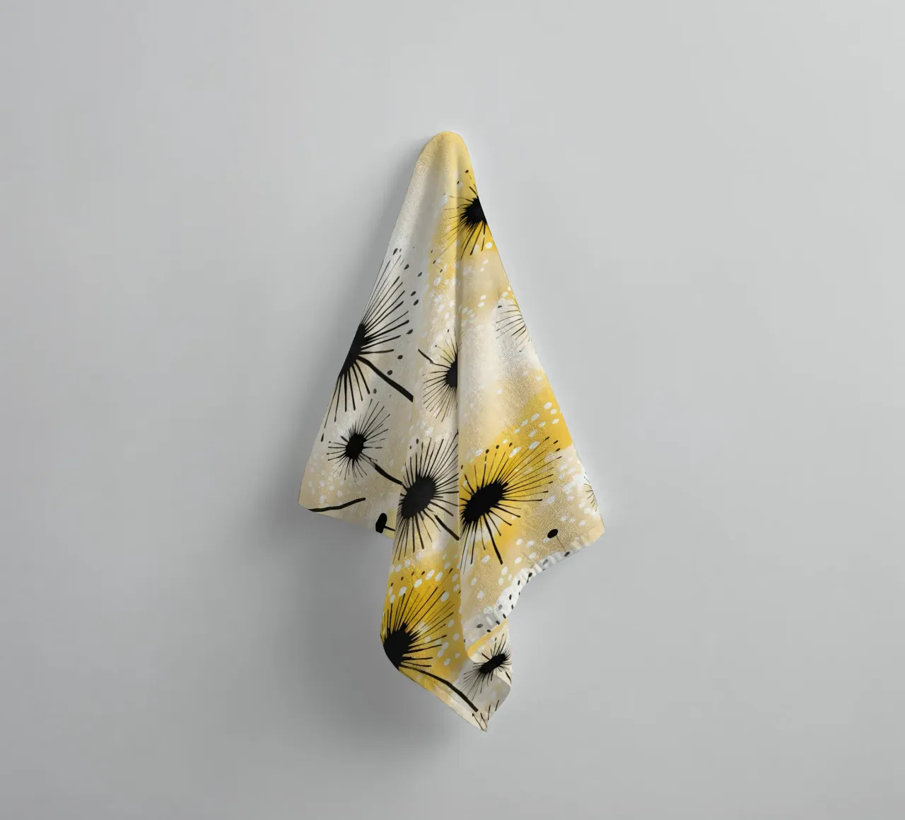 Golden Dandelion Fields towel by Botanical Pattern House