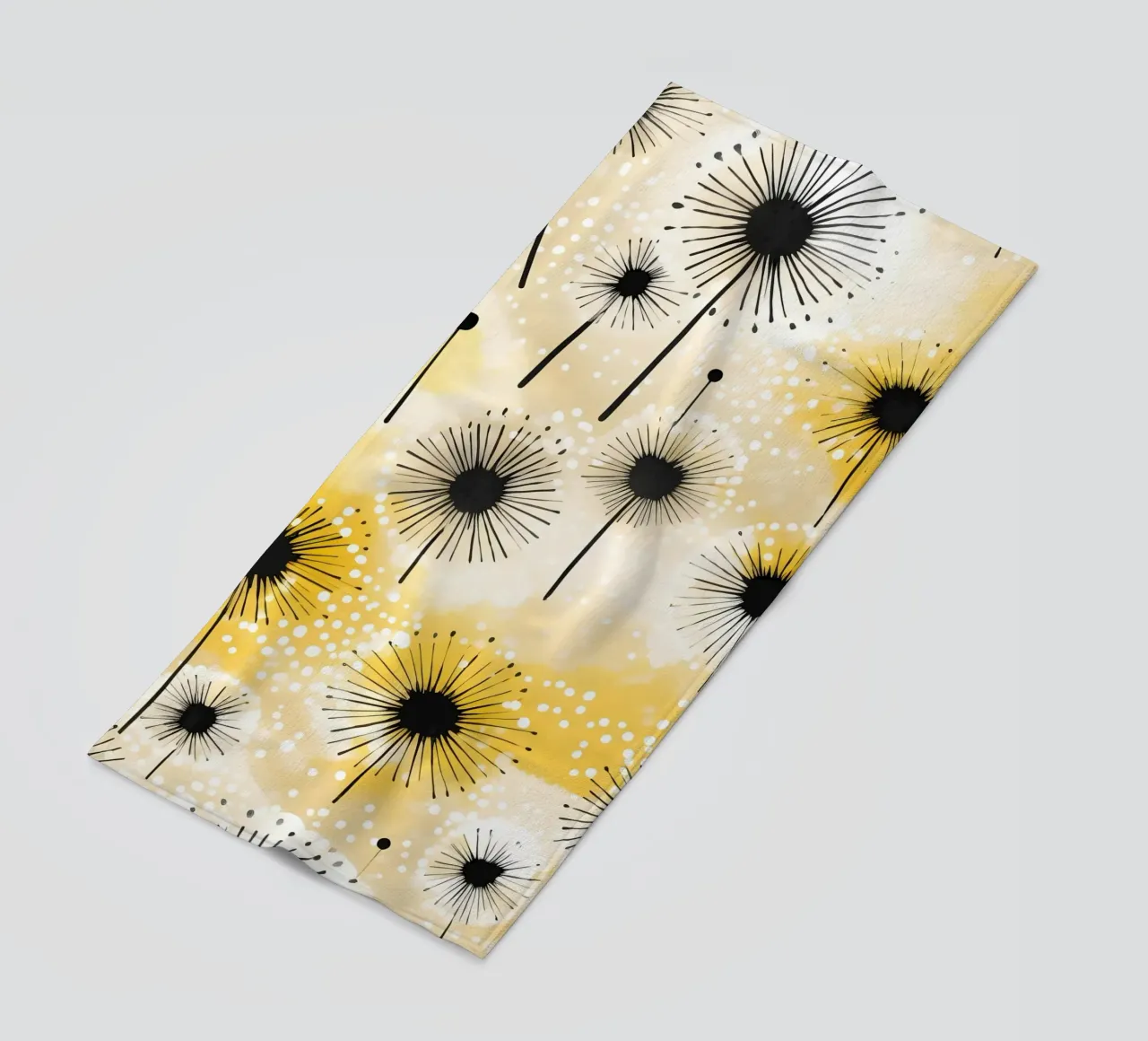 Golden Dandelion Fields beach towel by Botanical Pattern House
