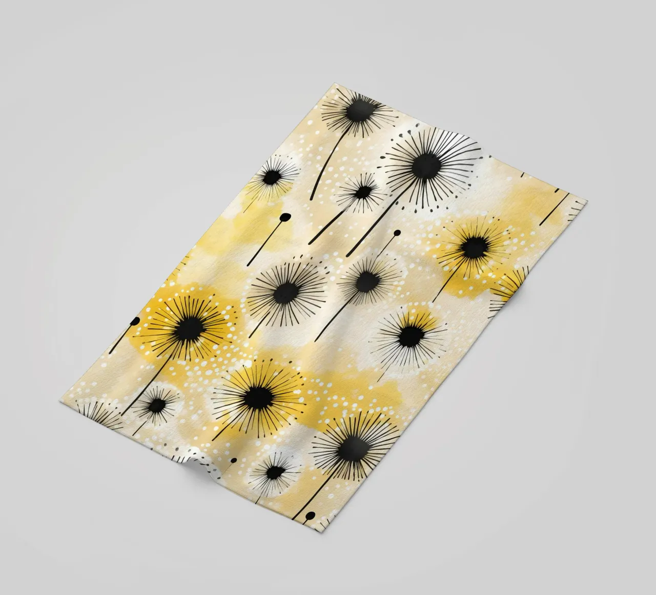 Golden Dandelion Fields beach towel by Botanical Pattern House
