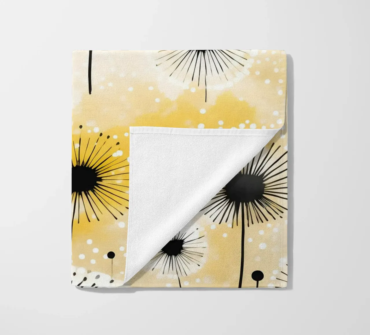 Golden Dandelion Fields beach towel by Botanical Pattern House