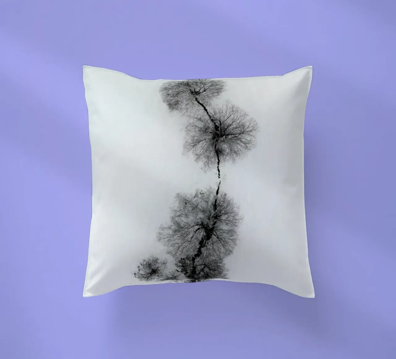 Trees At A Snowy Ice Stream Kissen von Studio Nahili