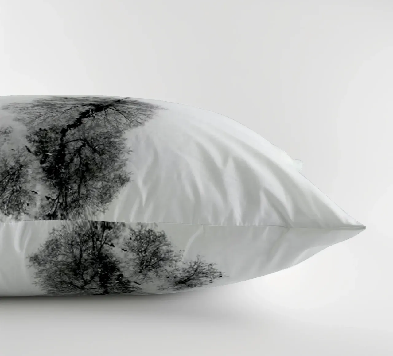 Trees At A Snowy Ice Stream Kissen von Studio Nahili