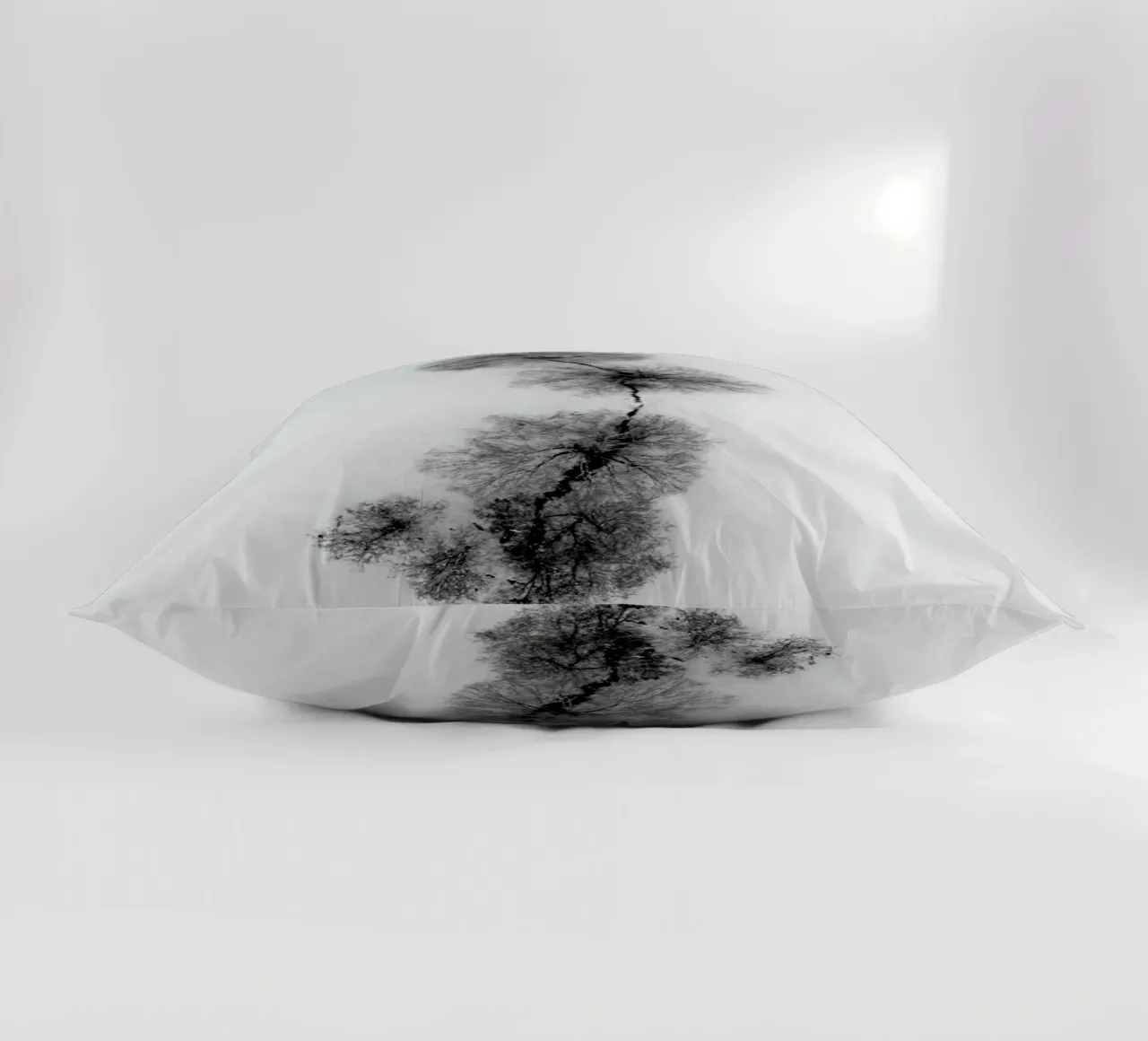 Trees At A Snowy Ice Stream Kissen von Studio Nahili