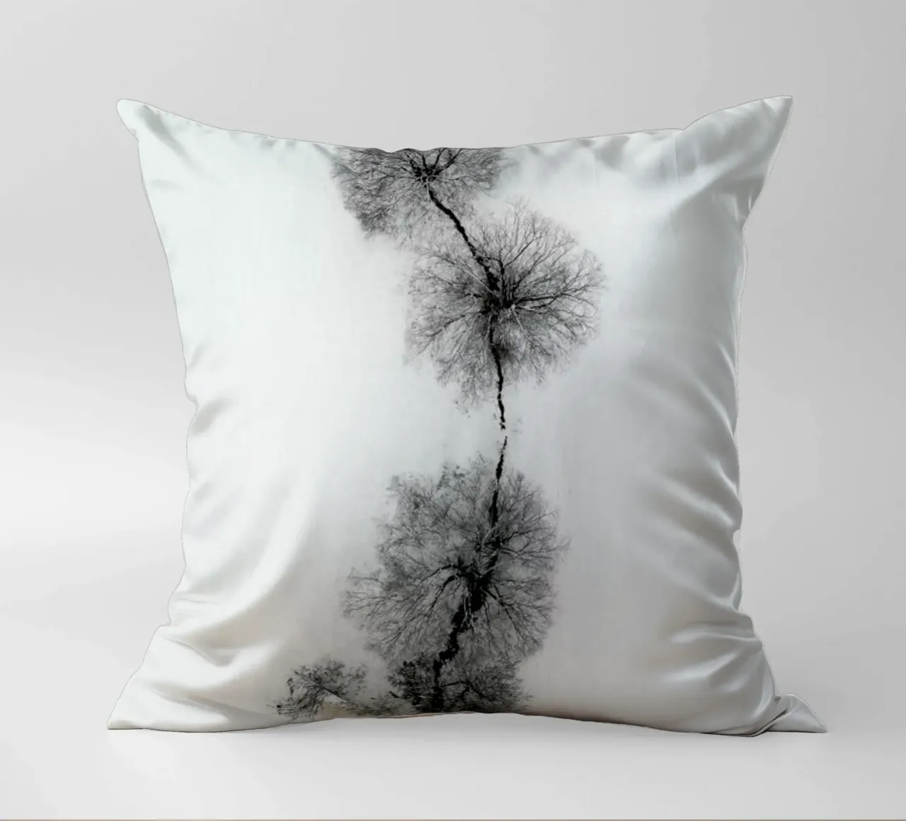 Trees At A Snowy Ice Stream Kissen von Studio Nahili