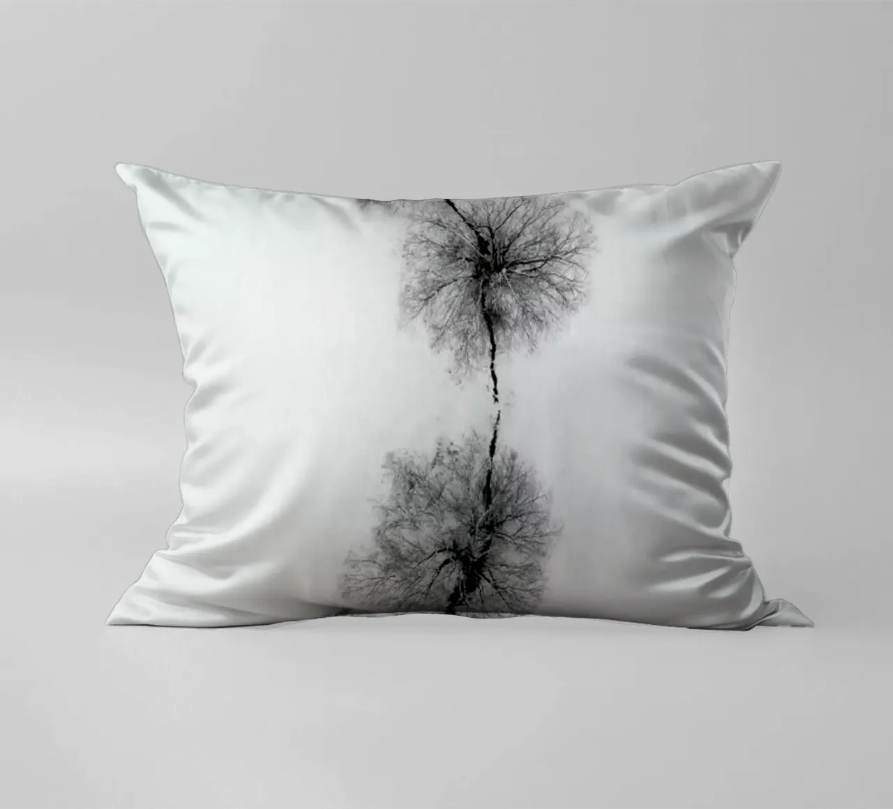 Trees At A Snowy Ice Stream Kissen von Studio Nahili