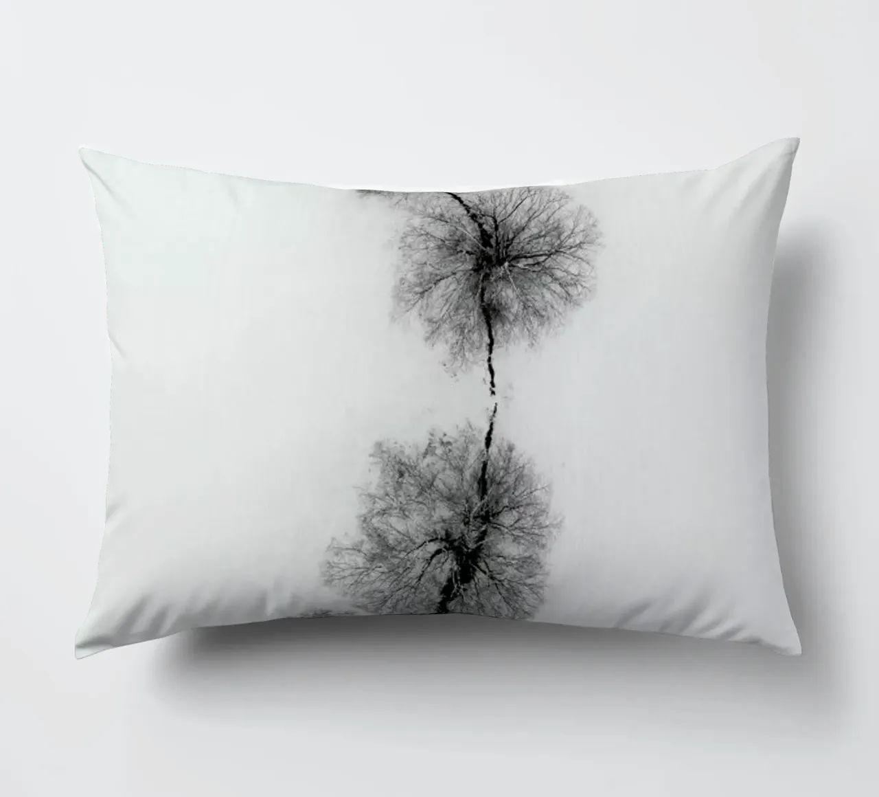 Trees At A Snowy Ice Stream Kissen von Studio Nahili