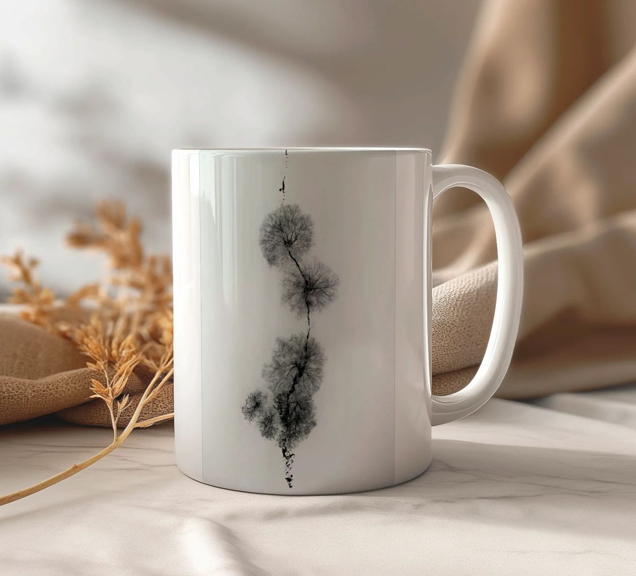 Trees At A Snowy Ice Stream tazza in ceramica da Studio Nahili