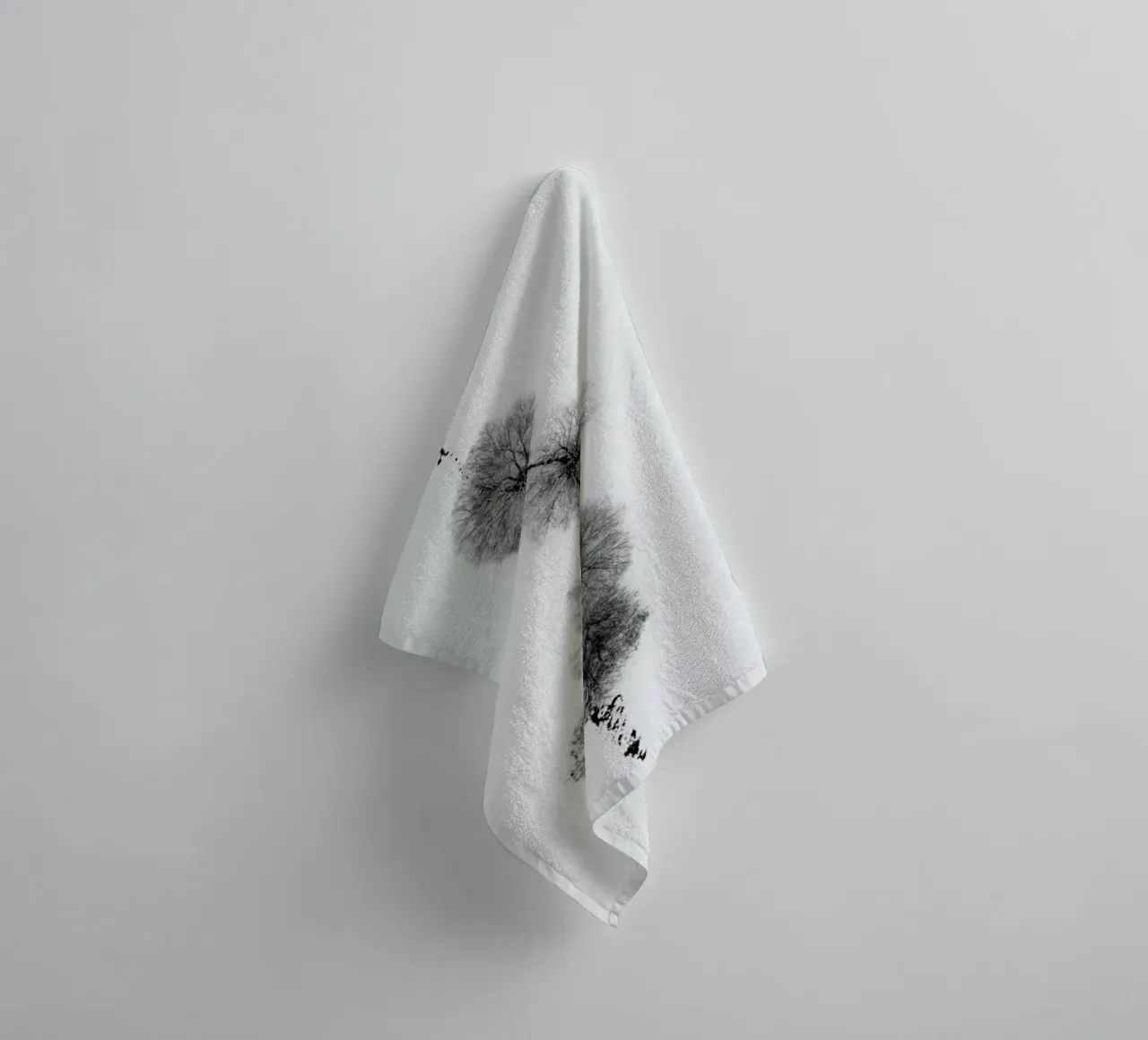 Trees At A Snowy Ice Stream towel by Studio Nahili