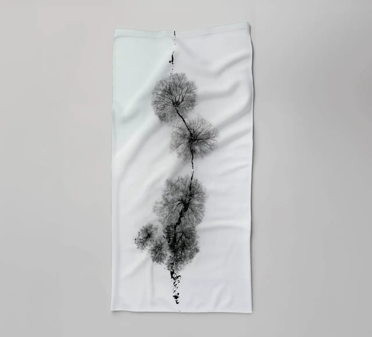 Trees At A Snowy Ice Stream towel by Studio Nahili