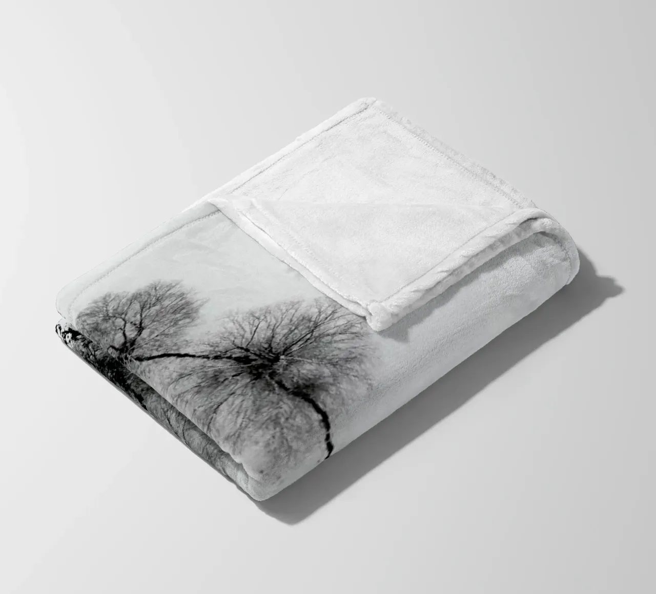 Trees At A Snowy Ice Stream Fleecedecke von Studio Nahili