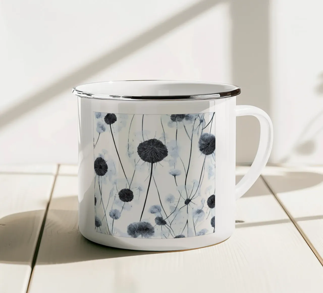 Dente di leone grigio tazza in smalto da Botanical Pattern House