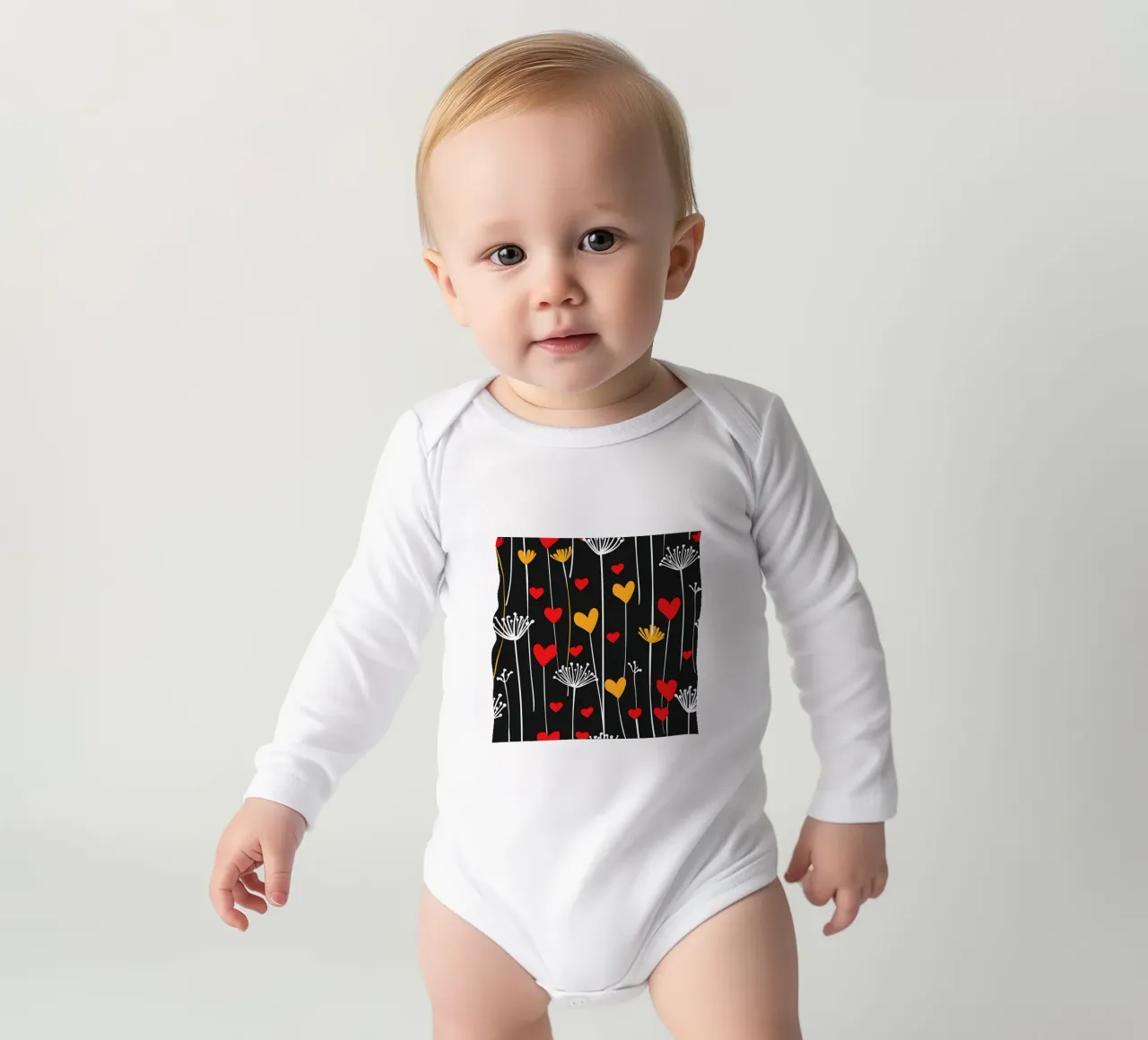 Love Dandelions long-sleeve baby romper by Botanical Pattern House