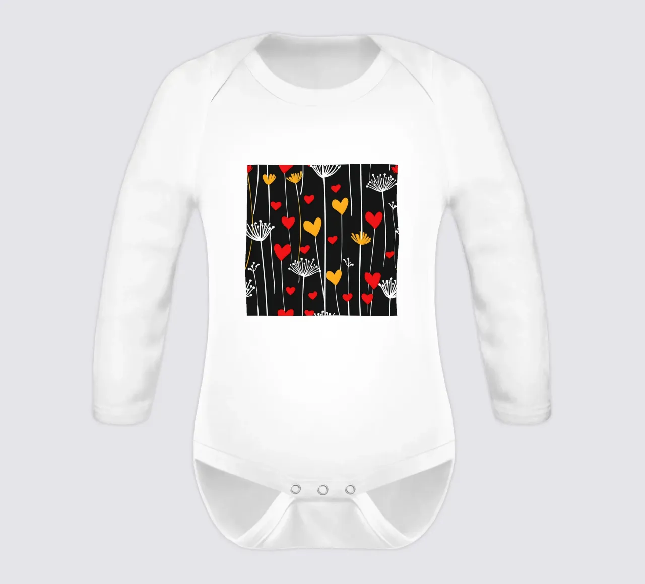 Love Dandelions long-sleeve baby romper by Botanical Pattern House